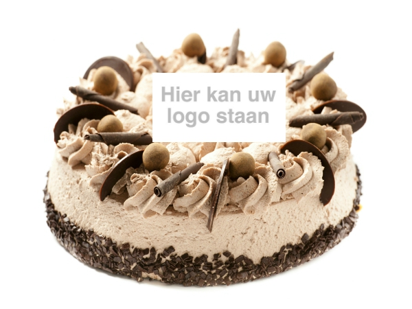 Chocolade slagroomtaart + logo